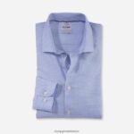 Giyim OLYMP seviye beş giysi yıkanmış vücuda oturan, iş gömleği, kent, bleu PL4DLH490