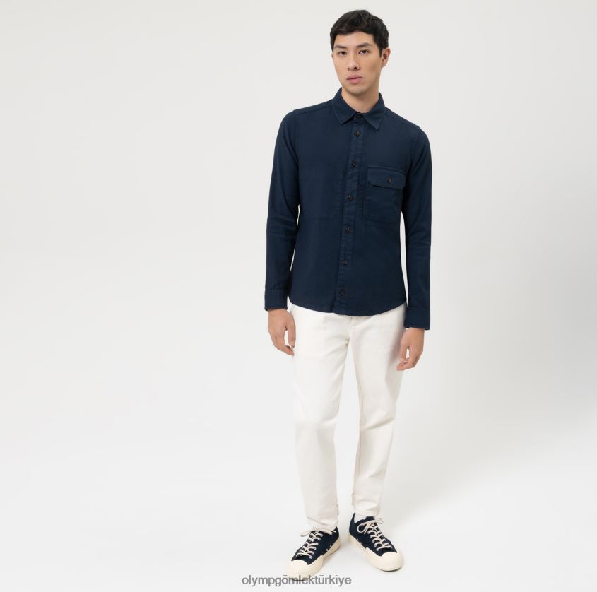Giyim OLYMP seviye beş smart casual kaban, gündelik gömlek, deniz PL4DLH1957 - Görsel 2