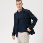 Giyim OLYMP seviye beş smart casual kaban, gündelik gömlek, deniz PL4DLH1971