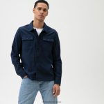 Giyim OLYMP seviye beş smart casual kaban, gündelik gömlek, deniz PL4DLH1980
