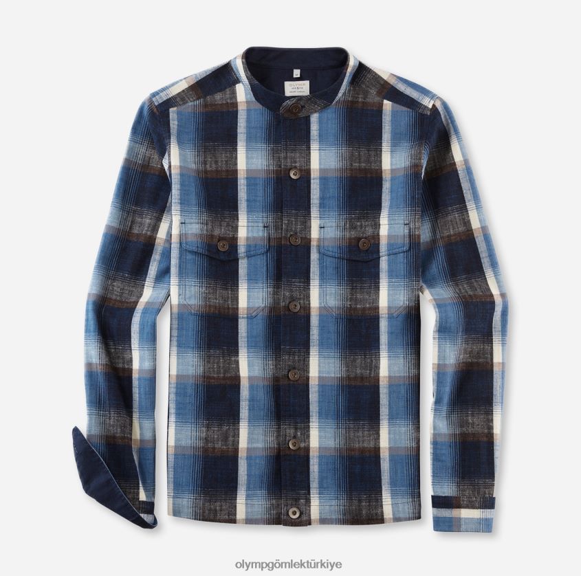 Giyim OLYMP seviye beş smart casual kaban, gündelik gömlek, dik yaka, kahverengi PL4DLH1952 - Görsel 1