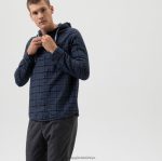 Giyim OLYMP seviye beş smart casual kaban, gündelik gömlek, kapüşon, deniz PL4DLH1966