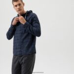 Giyim OLYMP seviye beş smart casual kaban, gündelik gömlek, kapüşon, deniz PL4DLH1966