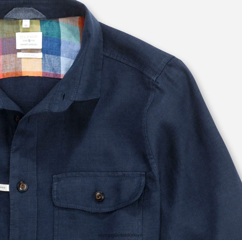Giyim OLYMP seviye beş smart casual kaban, gündelik gömlek, kent, gece mavisi PL4DLH1956 - Görsel 2