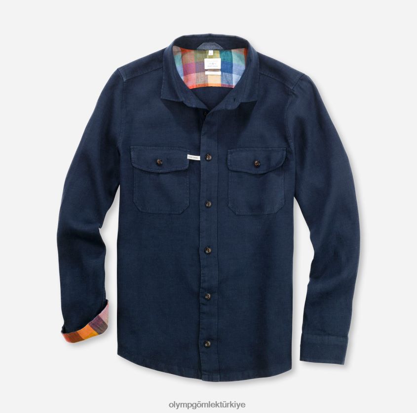 Giyim OLYMP seviye beş smart casual kaban, gündelik gömlek, kent, gece mavisi PL4DLH1956 - Görsel 1