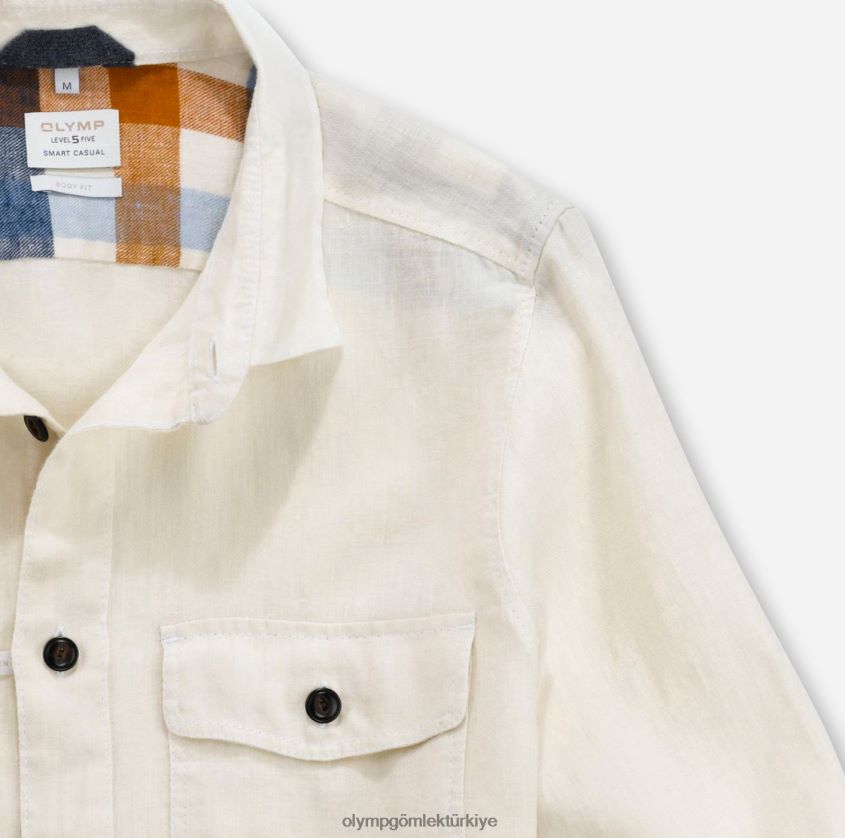 Giyim OLYMP seviye beş smart casual kaban, gündelik gömlek, kent, kirli beyaz PL4DLH1950 - Görsel 2