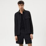 Giyim OLYMP seviye beş smart casual kaban, gündelik gömlek, siyah PL4DLH1958