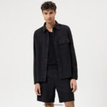 Giyim OLYMP seviye beş smart casual kaban, gündelik gömlek, siyah PL4DLH1958