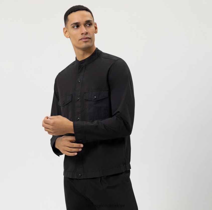 Giyim OLYMP seviye beş smart casual kaban, gündelik gömlek, siyah PL4DLH1965 - Görsel 1