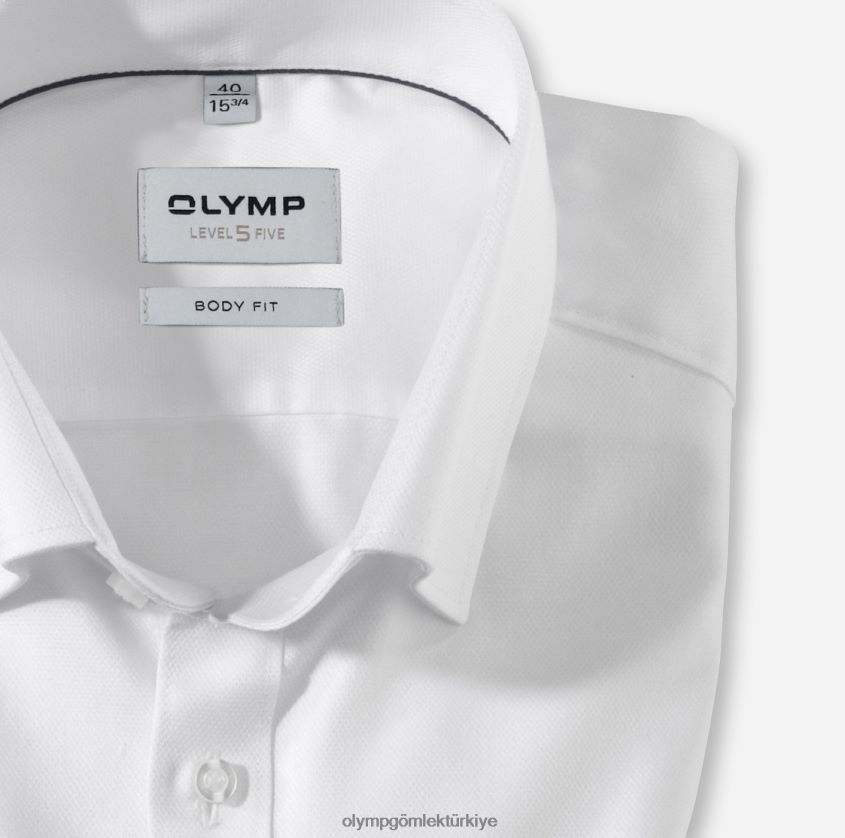 Giyim OLYMP seviye beş vücuda oturan, iş gömleği, düğmeli, beyaz PL4DLH414 - Görsel 2