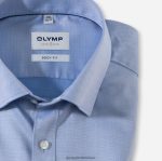 Giyim OLYMP seviye beş vücuda oturan, iş gömleği, düğmeli, mavi PL4DLH412 - Görsel 2