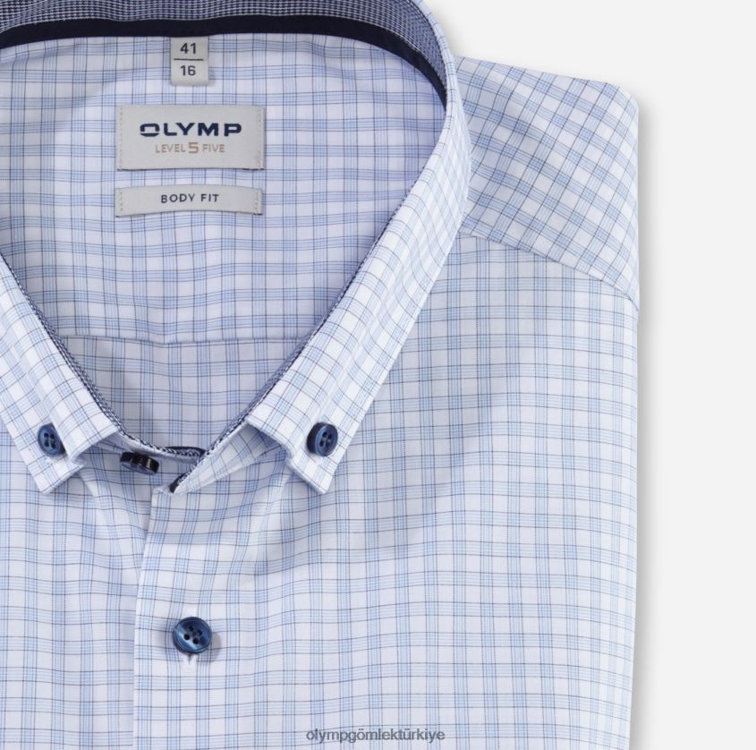 Giyim OLYMP seviye beş vücuda oturan, iş gömleği, düğmeli, mavi PL4DLH601 - Görsel 2