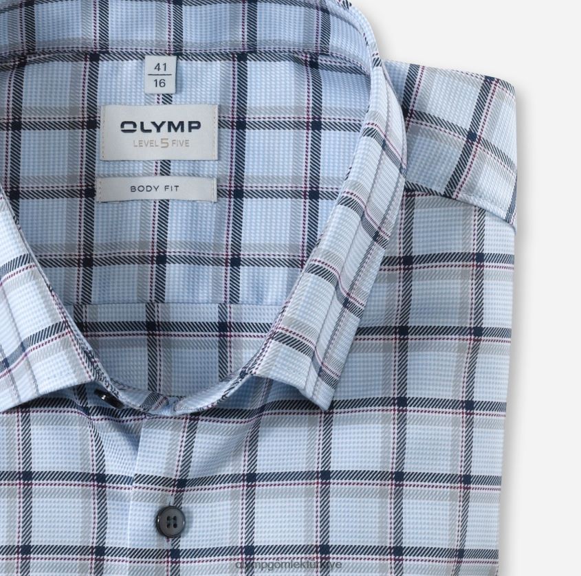 Giyim OLYMP seviye beş vücuda oturan, iş gömleği, düğmeli, mavi PL4DLH750 - Görsel 2