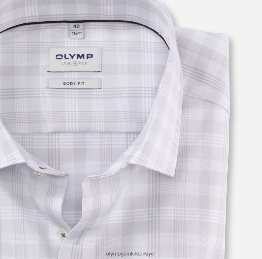 Giyim OLYMP seviye beş vücuda oturan, iş gömleği, modern kent, açık gri PL4DLH452 - Görsel 2