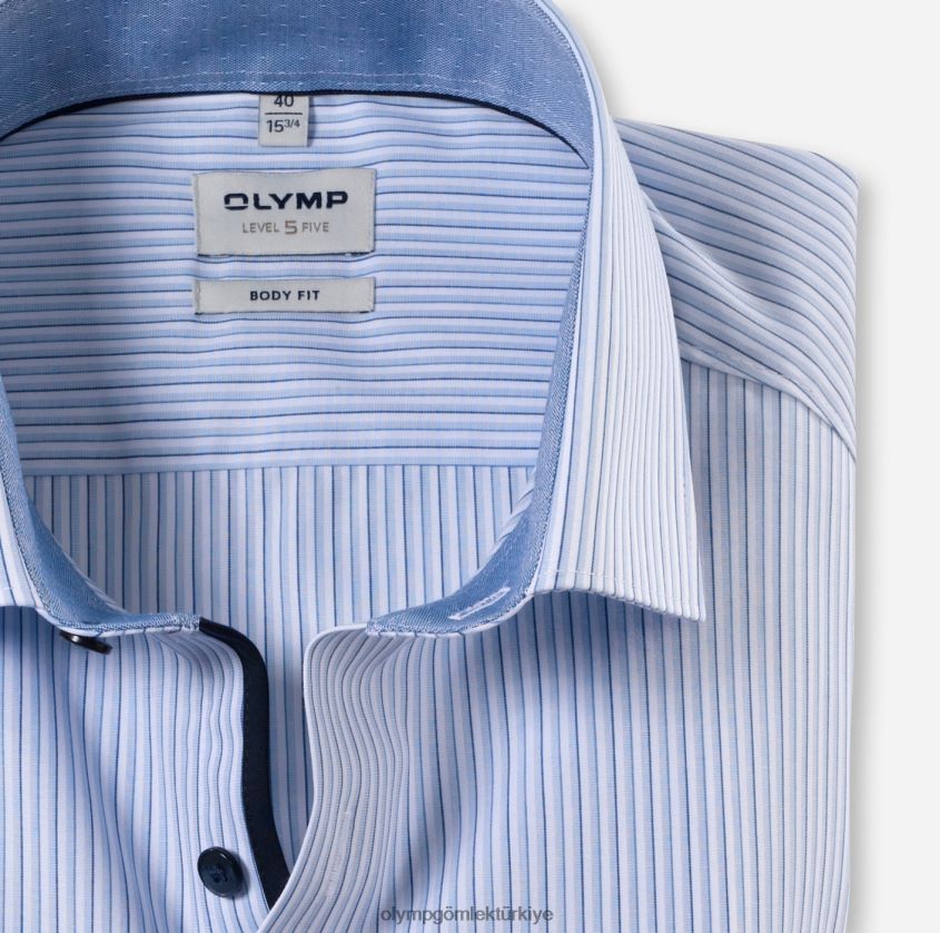 Giyim OLYMP seviye beş vücuda oturan, iş gömleği, modern kent, bleu PL4DLH554 - Görsel 2