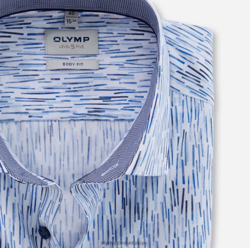 Giyim OLYMP seviye beş vücuda oturan, iş gömleği, modern kent, bleu PL4DLH612 - Görsel 2