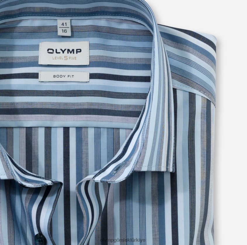 Giyim OLYMP seviye beş vücuda oturan, iş gömleği, modern kent, bleu PL4DLH644 - Görsel 2