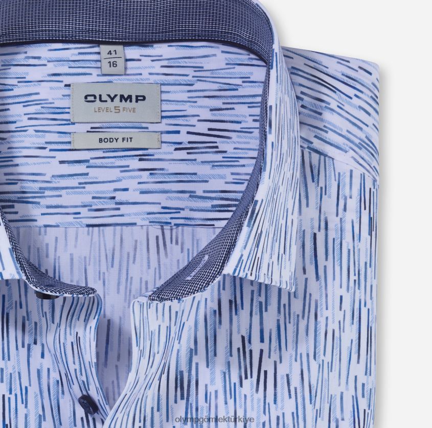 Giyim OLYMP seviye beş vücuda oturan, iş gömleği, modern kent, bleu PL4DLH748 - Görsel 2