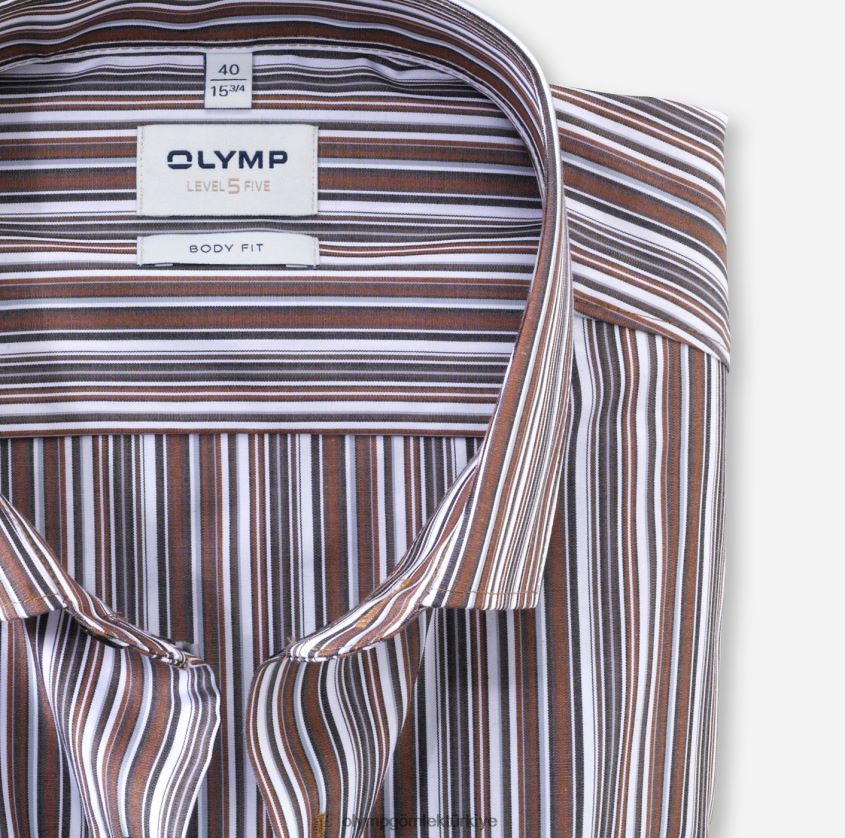 Giyim OLYMP seviye beş vücuda oturan, iş gömleği, modern kent, kahverengi PL4DLH726 - Görsel 2