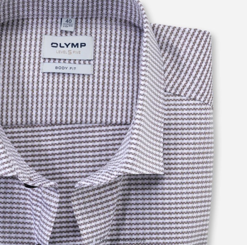 Giyim OLYMP seviye beş vücuda oturan, iş gömleği, modern kent, kahverengi PL4DLH814 - Görsel 2