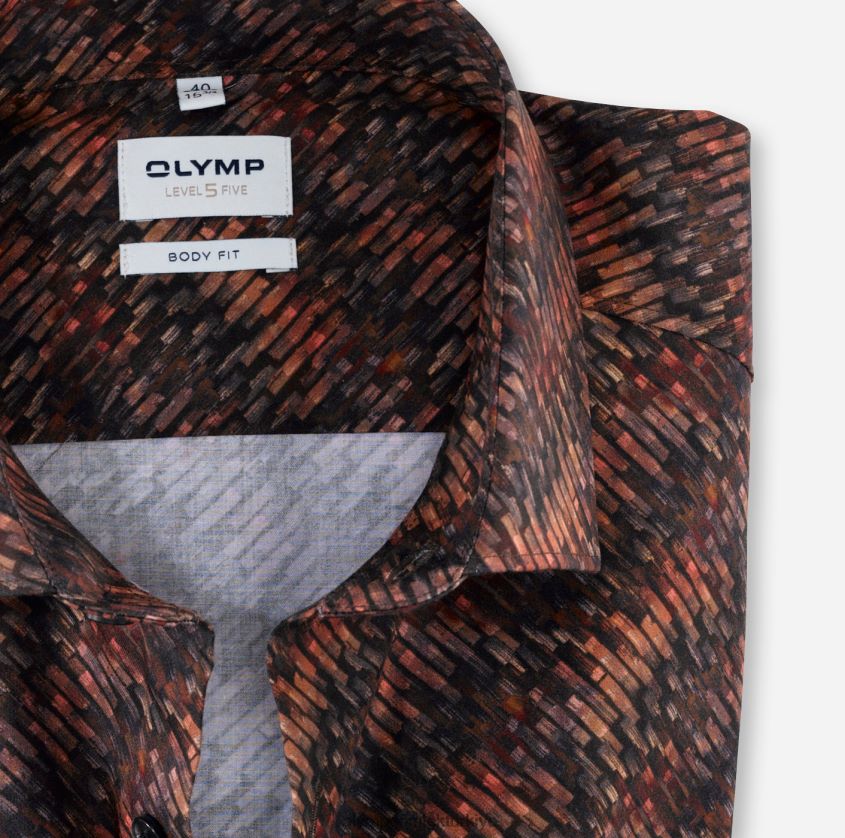 Giyim OLYMP seviye beş vücuda oturan, iş gömleği, modern kent, kırmızı turuncu PL4DLH663 - Görsel 2