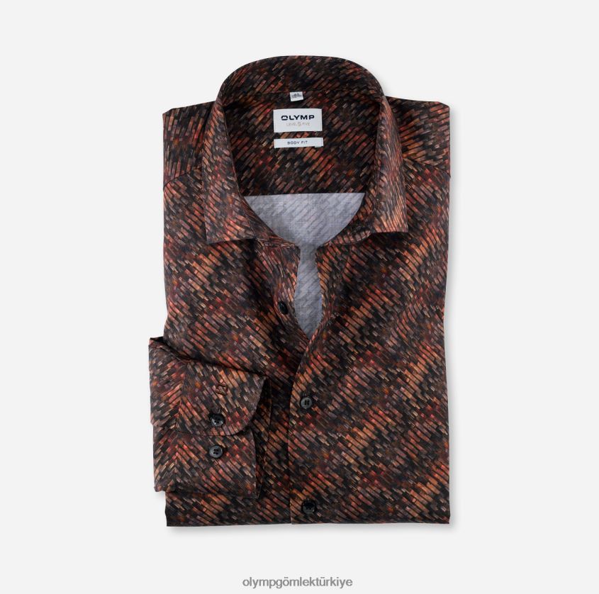 Giyim OLYMP seviye beş vücuda oturan, iş gömleği, modern kent, kırmızı turuncu PL4DLH663 - Görsel 1