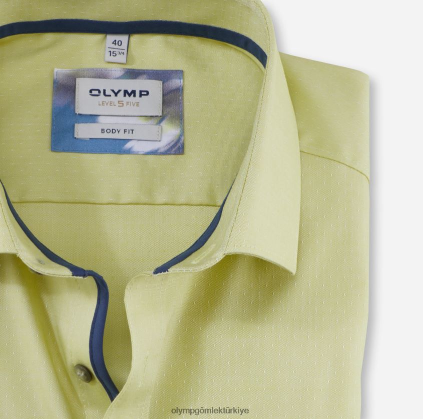 Giyim OLYMP seviye beş vücuda oturan, iş gömleği, modern kent, limon PL4DLH616 - Görsel 2