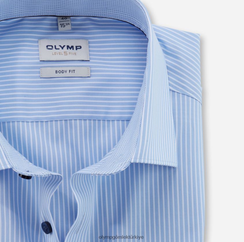 Giyim OLYMP seviye beş vücuda oturan, iş gömleği, new york kent, bleu PL4DLH536 - Görsel 2