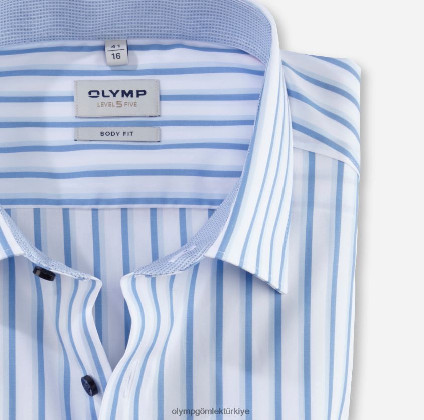 Giyim OLYMP seviye beş vücuda oturan, iş gömleği, new york kent, bleu PL4DLH654 - Görsel 2