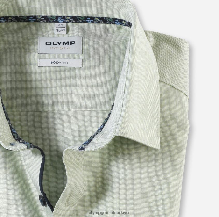 Giyim OLYMP seviye beş vücuda oturan, iş gömleği, new york kent, lime PL4DLH749 - Görsel 2