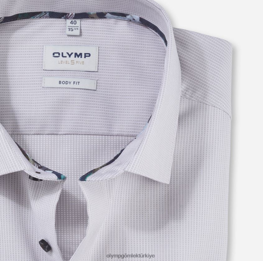 Giyim OLYMP seviye beş vücuda oturan, iş gömleği, new york kent, taupe PL4DLH785 - Görsel 2